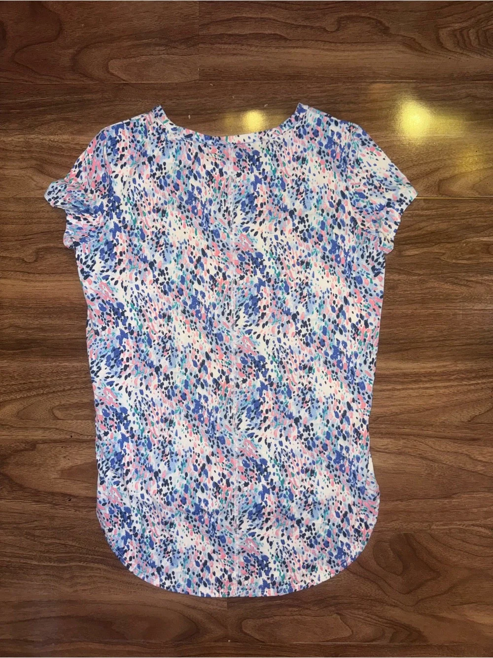 Old Navy Pink, Blue & White Speckled Short Sleeve Top
